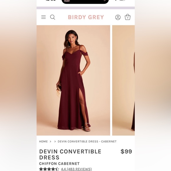 Birdy Grey Devon Convertible Dress Cabernet - Picture 3 of 3